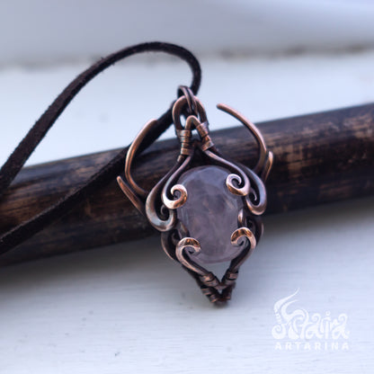 Rose quartz ancient shumer babylon style pendant