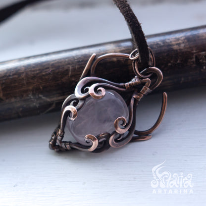 Rose quartz ancient shumer babylon style pendant