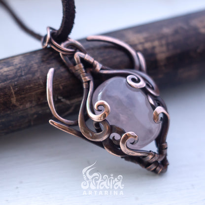 Rose quartz ancient shumer babylon style pendant