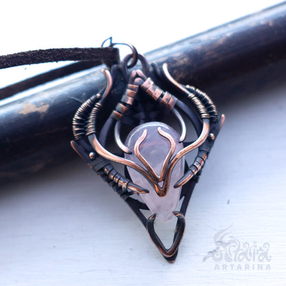 Rose quartz ancient babylon shumer style pendant