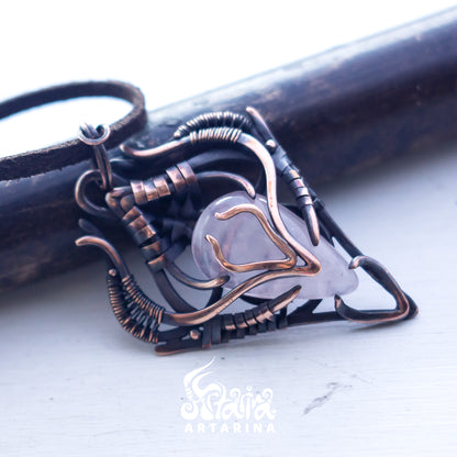 Rose quartz ancient babylon shumer style pendant