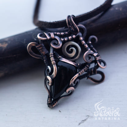 Ancient energy necklace. Shumerian babylon obsidian necklace