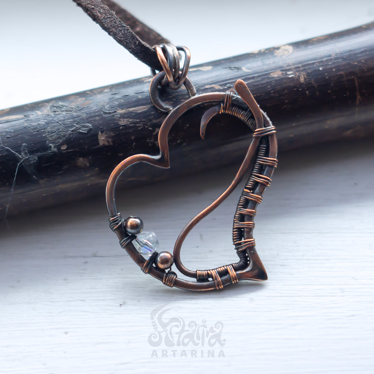 Wire wrapped heart necklace