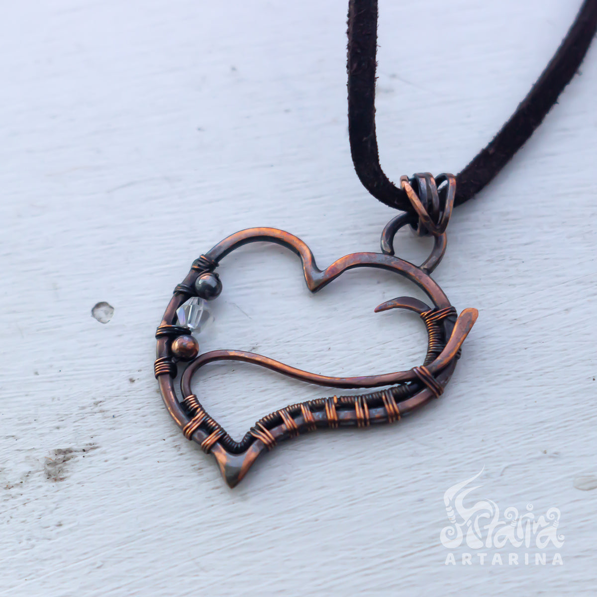 Wire wrapped heart necklace