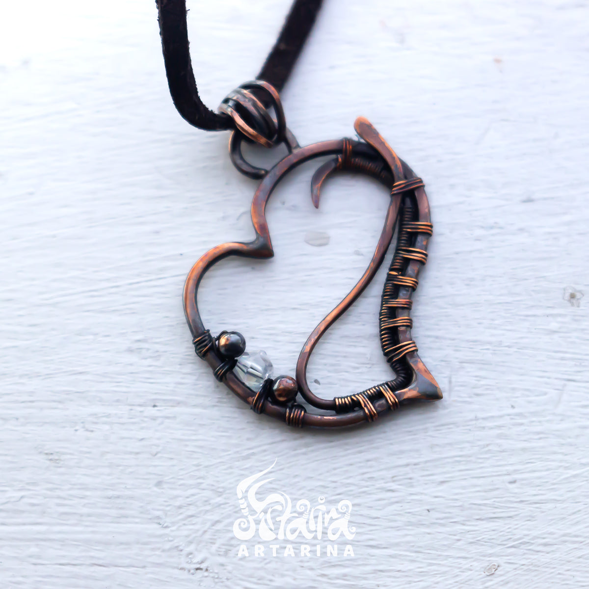 Wire wrapped heart necklace