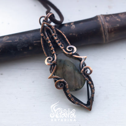Magick talisman jasper ancient style necklace. Dieselpunk jewelry