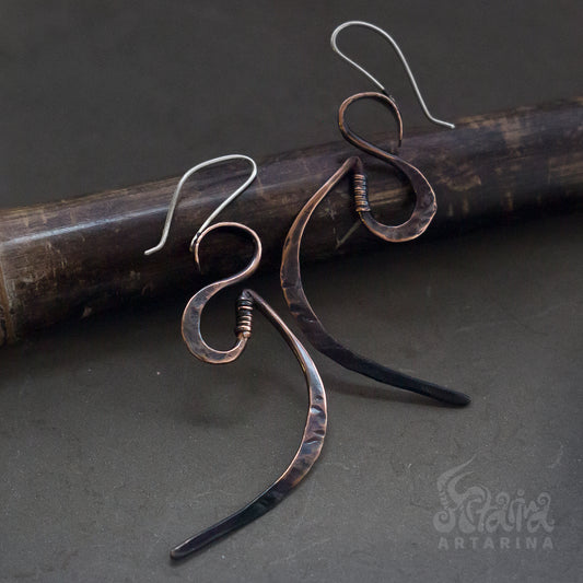 Hand forged quirky earrings cool earrings aesthetic earrings earthy jewelry blacksmith wicked weirdcore coquette jewelry office wear quirky jewelry artarina grunge jewelry