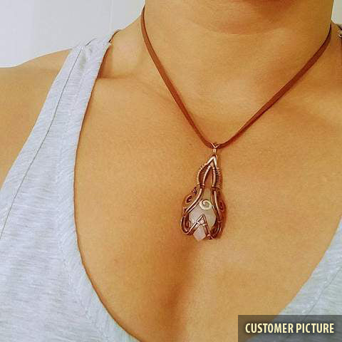 Rose quartz wirewrapped pendant