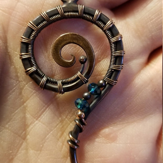 Spiral wire wrapped jewelry necklace