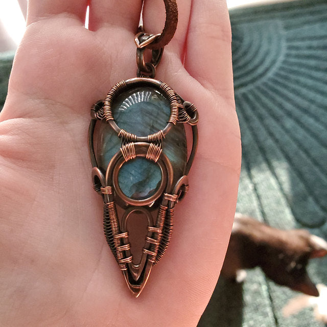 Blue labradorite copper neckalce