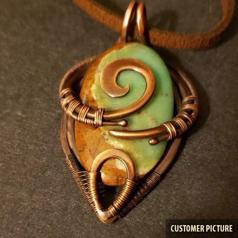 boulder chrysoprase copper wire wrapped necklace pendant
