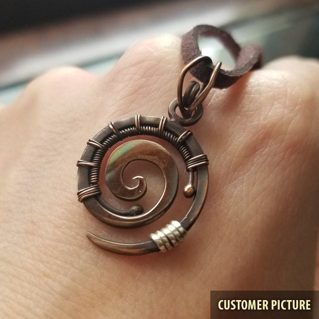 Spiral wire wrapped necklace pendant