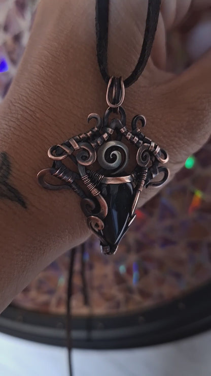 Ancient energy necklace. Shumerian babylon obsidian necklace