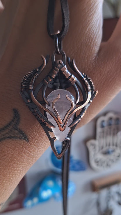 Rose quartz ancient babylon shumer style pendant