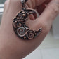 Crescent moon steampunk wire wrapped necklace
