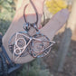 Geometry jewelry. Triangle and circle copper wire wrapped necklace