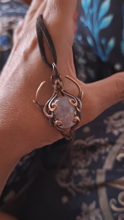 Rose quartz ancient shumer babylon style pendant