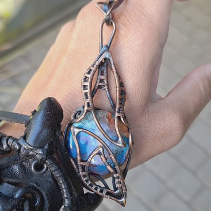 Unique fantasy handmade wire wrapped talisman necklace