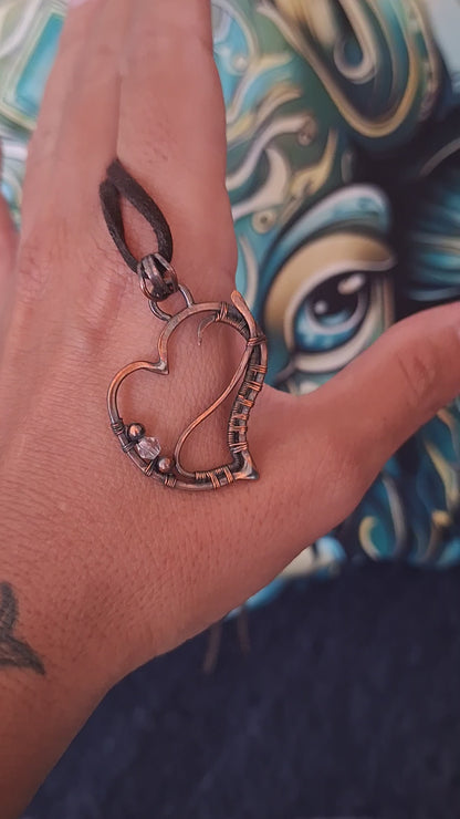 Wire wrapped heart necklace