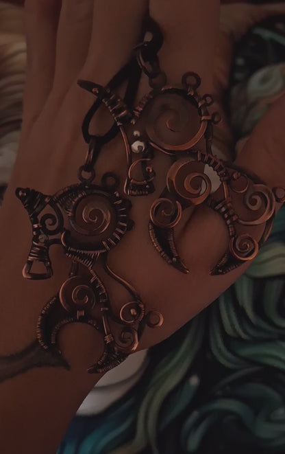 Unicorn wire wrapped pendant. Antiqued punk jewelry.