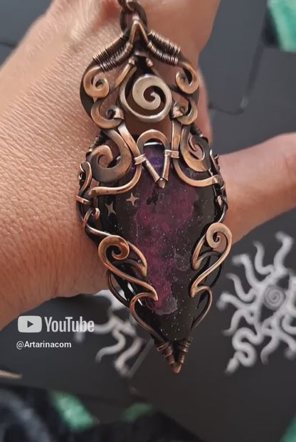 Space nebula stellar celestial jewelry pendant. Handmade unique necklace