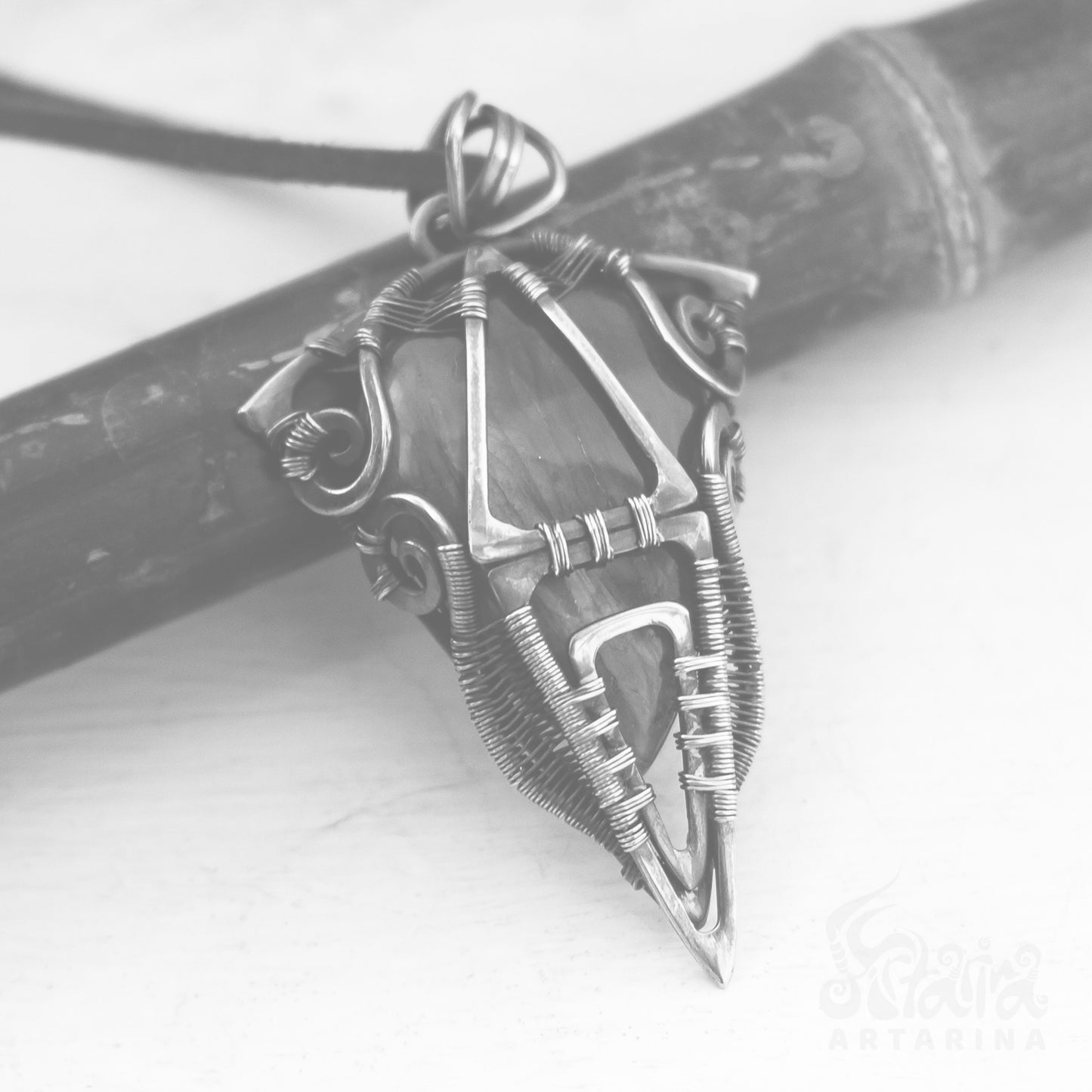 Plague doctor pendant, steampunk clothing, outlander jewelry, techwear accessories labradorite pendant, grunge jewelry