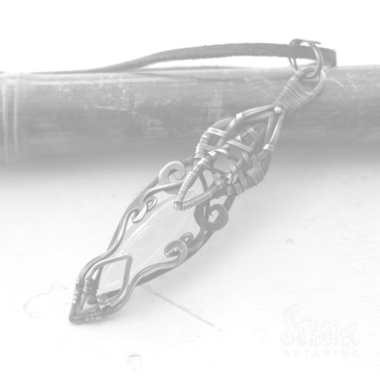 Rose quartz spirit companion necklace. Anunnaki aliens ancient pendant