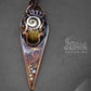 Long copper necklace with beautiful resin enamel pattern and green handcrafted resin cabochon pic 1