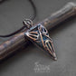 Triangle patina copper wire necklace with labradorite stone pic 3
