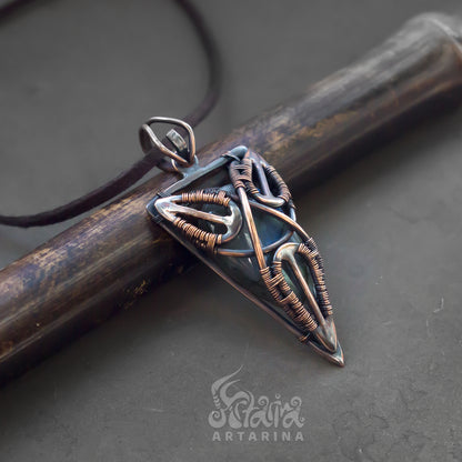 Book of shadows symbol, triskele triquetra pendant necklace