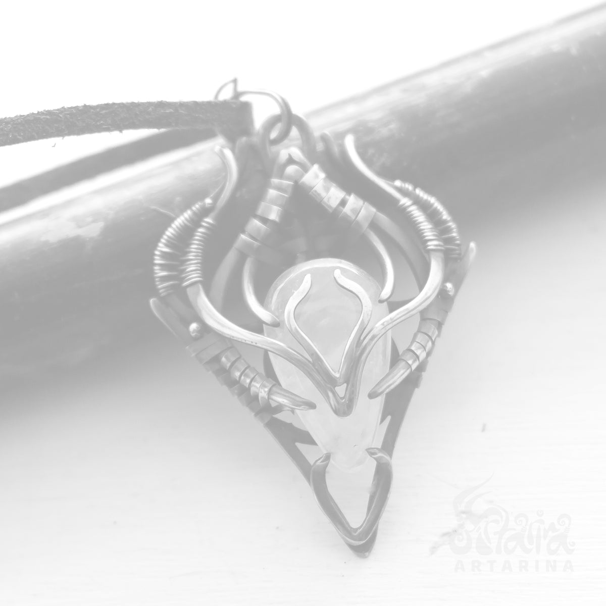 Rose quartz ancient babylon shumer style pendant