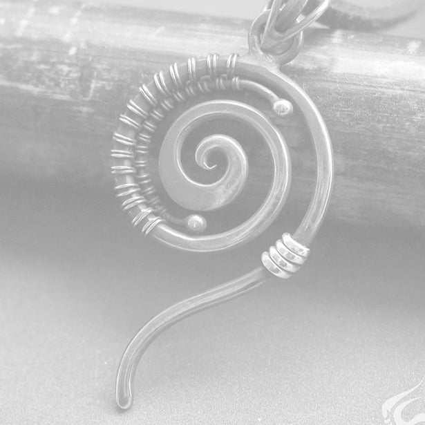 Spiral pendant, sacred geometric pendant necklace, good luck charm swirl talisman necklace