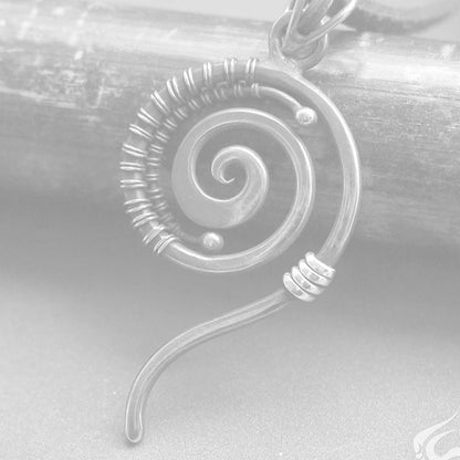 Spiral pendant, sacred geometric pendant necklace, good luck charm swirl talisman necklace