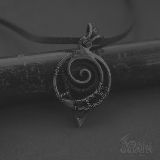 Wire wrapped Sacred geometry Two sides Spiral triangle circle jewelry pendant