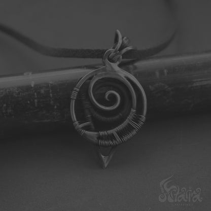 Wire wrapped Sacred geometry Two sides Spiral triangle circle jewelry pendant