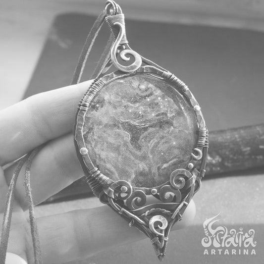 Astral spirit companion galaxy pendant, hand painted nebula pendant, starseed quantum healing gift