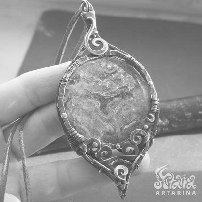 Astral spirit companion galaxy pendant, hand painted nebula pendant, starseed quantum healing gift