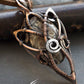 Unique handmade victorian style wire wrapped necklace made from copper, sterling silver and brown jasper cabochon.