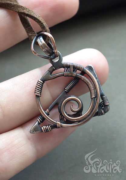 Mathematical jewelry Wire wrapped copper unique geometrical charm Copper jewelry