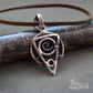 Sacred geometry wire wrapped pendant Two sides Spiral triangle circle jewelry necklace Oxidized copper handmade Sacred jewelry pendant