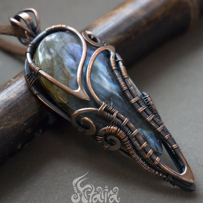 Wire Wrapped Pendant Copper Wire fairy Filigree Wire Wrap Pendant Handmade Bohemian Tribal Jewelry Beautiful Natural Round Gemstone Crystal Wire jewelry Artarina