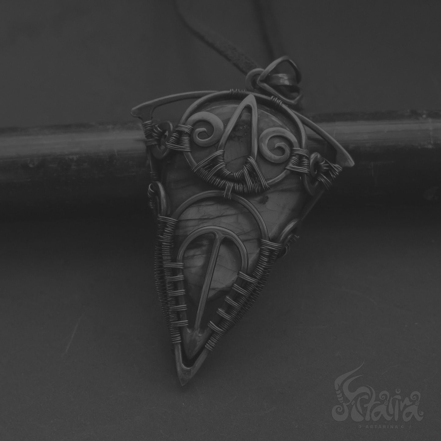 Wire wrapped pendant. Copper wire wrap stone pendant