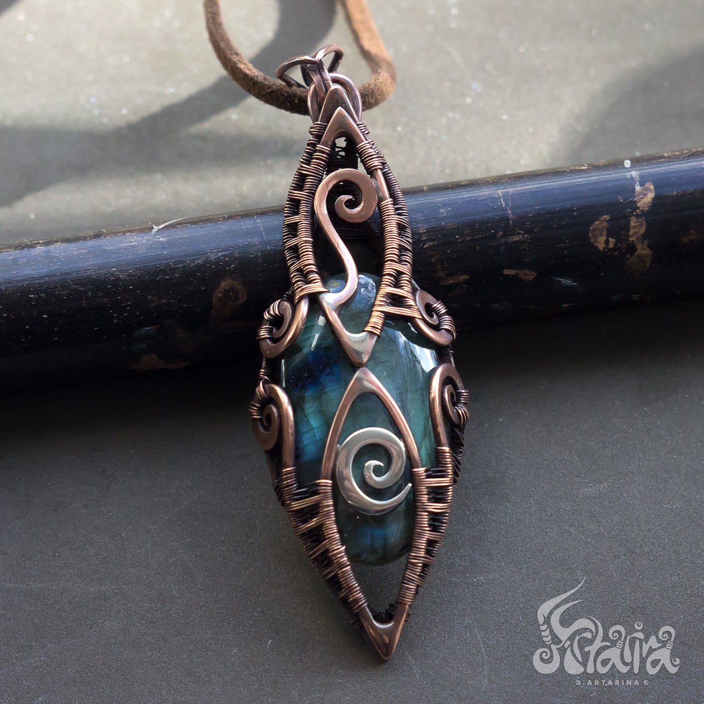 Wire Wrapped Pendant Copper Wire fairy Filigree Wire Wrap Pendant Handmade Bohemian Tribal Jewelry Beautiful Natural Round Gemstone Crystal Wire jewelry