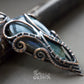 Wire wrapped necklace with stone. Copper wirewraped pendent