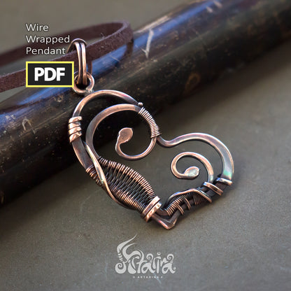 Simple handmade metal heart PDF pendant tutorial | Wire wrapping diy