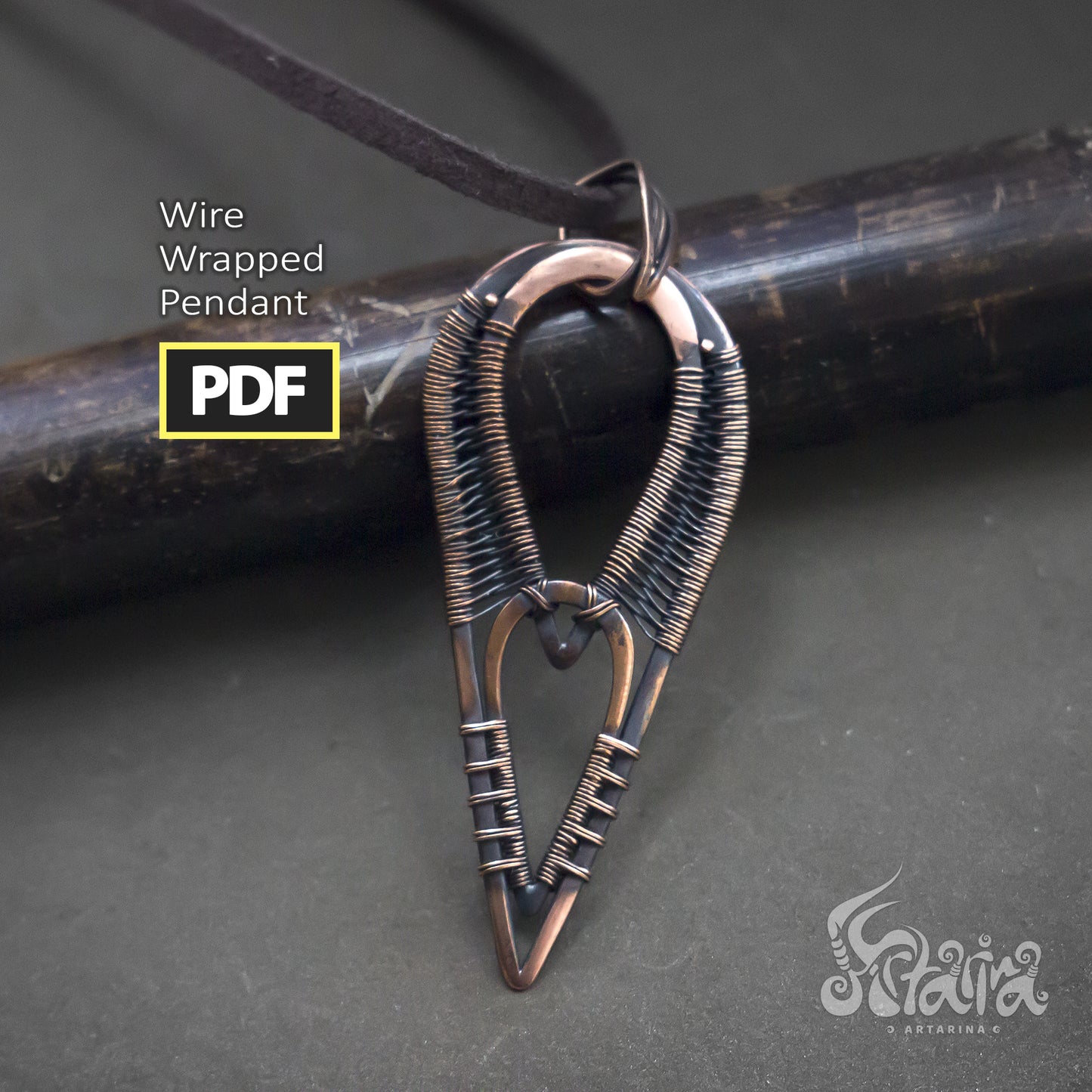 Simple wire wrapping PDF tutorial | Unique minimalist easy neckalce | Copper tutorial | Diy Artarina wire wrap | See DESCRIPTION BELOW