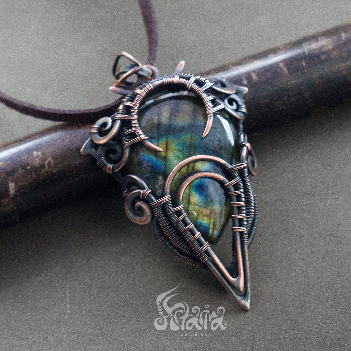 Large statement stone mans pendant | Bold Unique handcrafted rainbow multiflash labradorite necklace | Wire wrapped jewelry for men 