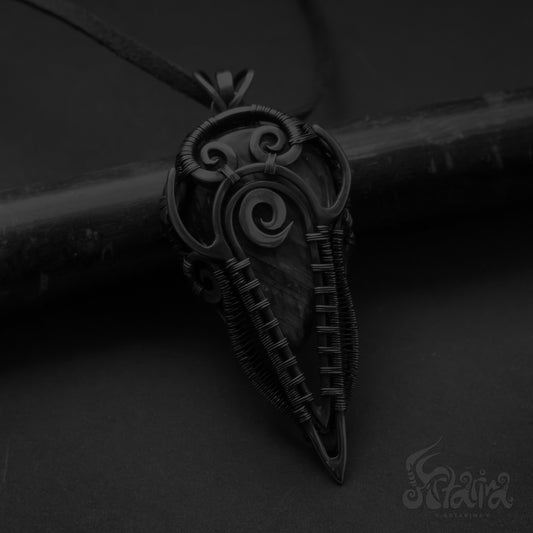 Wire wrapped jewelry for men | Antiqued copper freeform necklace