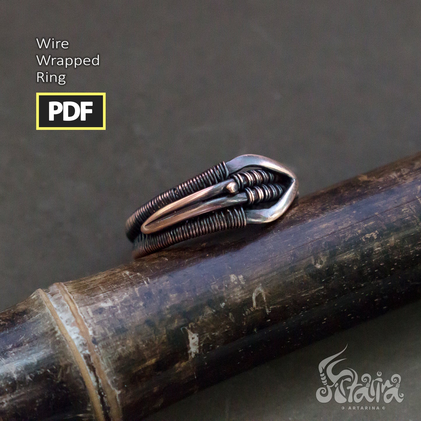 Wire wrapped handmade ring tutorial | Copper unique ring diy PDF | Wire wrap lessons | Unique ring by your hands