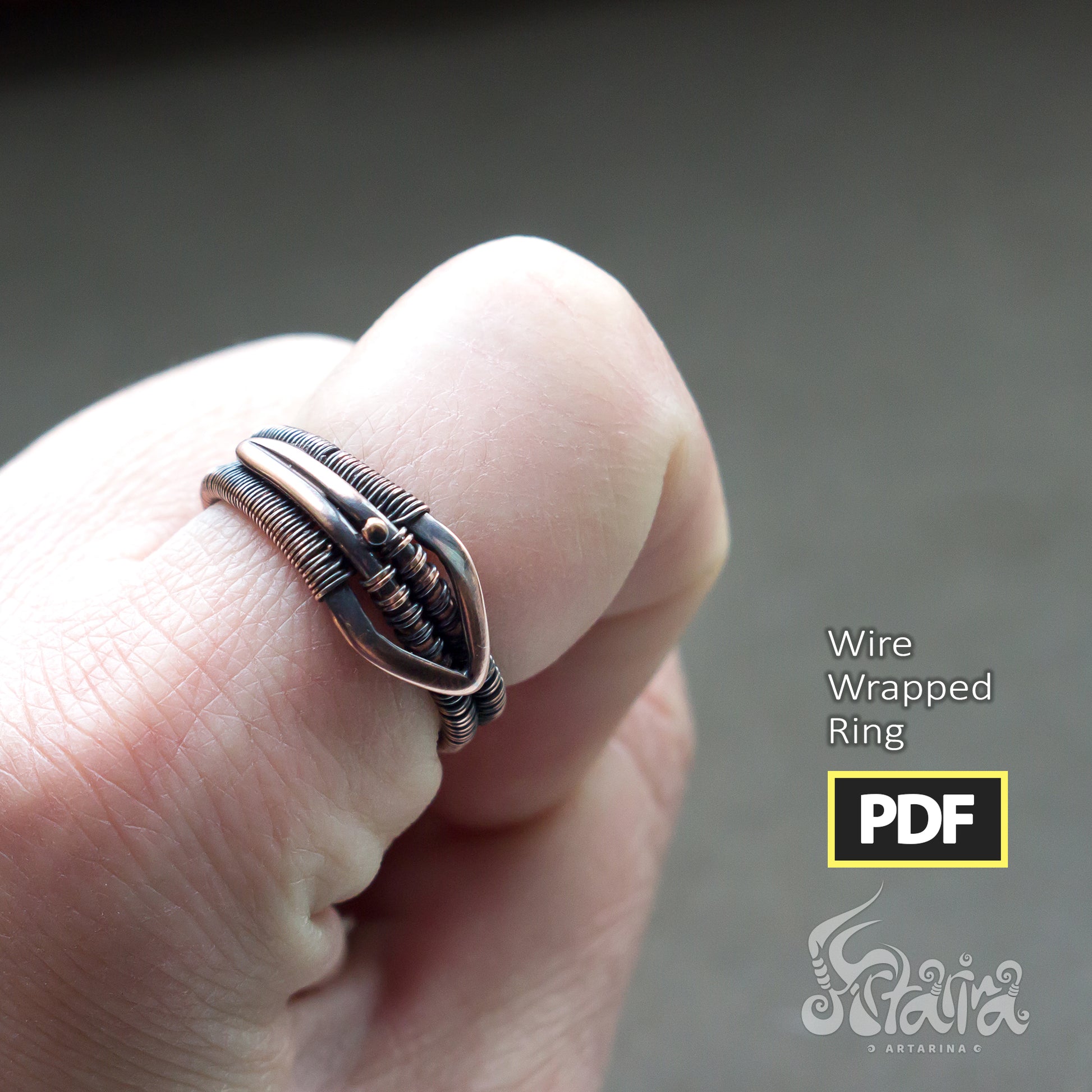 Wire wrapped handmade ring tutorial | Copper unique ring diy PDF | Wire wrap lessons | Unique ring by your hands